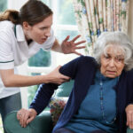 nursing home staff gets frustrated at senior lady