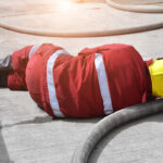 injured fireman on ground after work accident