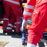 Paramedics in a rescue operation after road traffic accident